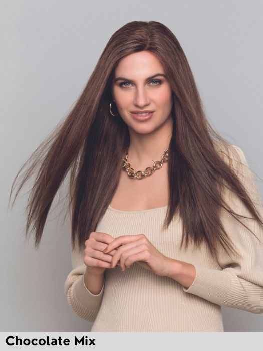 Energy HH Long di Gisela Mayer colore Chocolate Mix lunghezza 55cm parrucca capelli naturali capelli veri taglio lungo per perdita di capelli dovuta ad alopecia o tumore