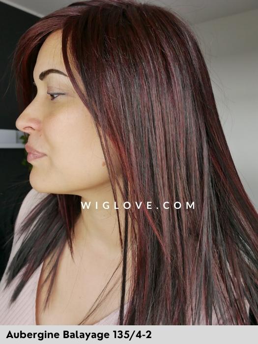 HI RUN EXTRA - piccolo lace front, riga sinistra - Wig Love - Parrucca SinteticaAubergine Balayage