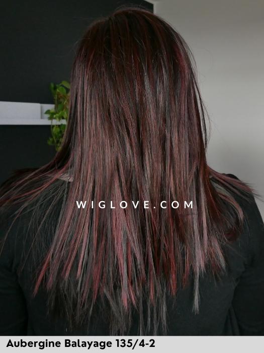 HI RUN EXTRA - piccolo lace front, riga sinistra - Wig Love - Parrucca SinteticaAubergine Balayage