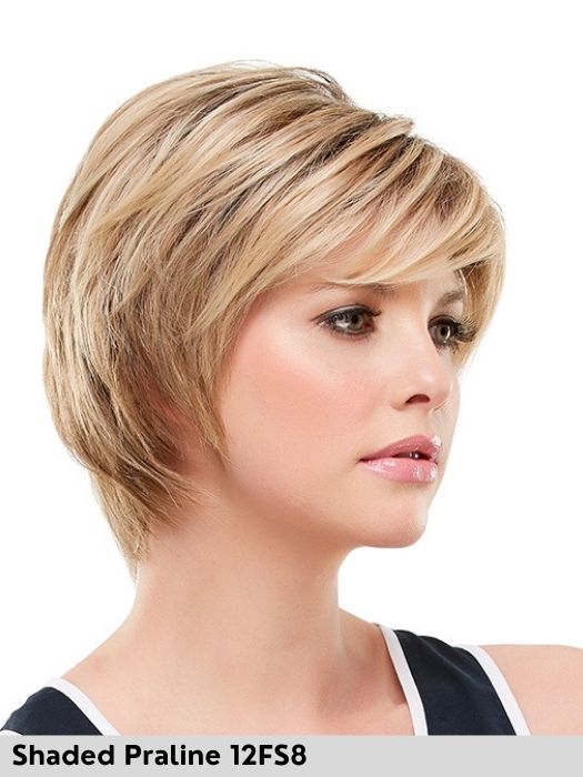 Judi di Jon Renau parrucca sintetica termoresistente corta resistente al calore colore Shaded Praline per perdita o assottigliamento di capelli dovuto ad alopecia o tumore