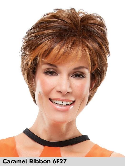 Judi di Jon Renau parrucca sintetica termoresistente corta resistente al calore colore Caramel Ribbon per perdita o assottigliamento di capelli dovuto ad alopecia o tumore