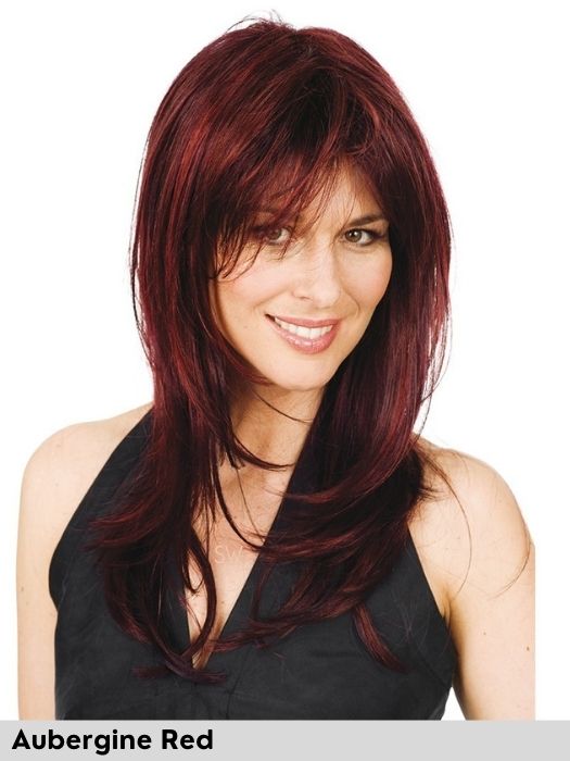 Mariah Long Wig di Gisela Mayer è una parrucca sintetica dal caschetto lungo e scalato. Un taglio classico e che sta bene a tutti. In questa foto la parrucca è nel colore aubergine red.
