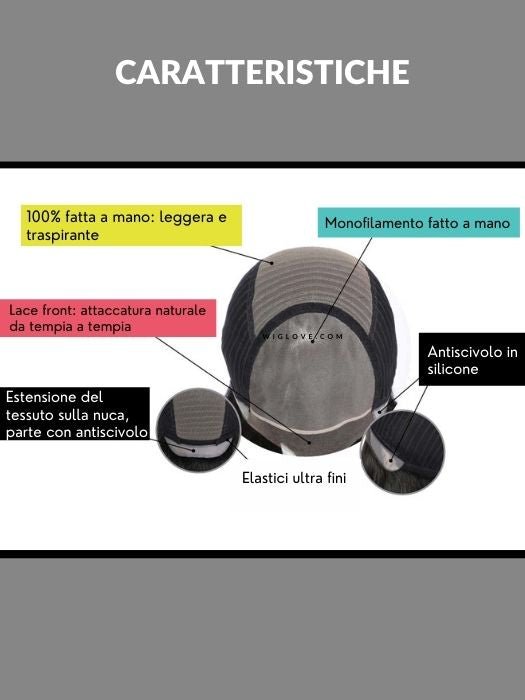 MODERN CUT MONO LACE - sintetica - 100% fatta a mano - Wig Love - Parrucca Sintetica UomoM12/22S