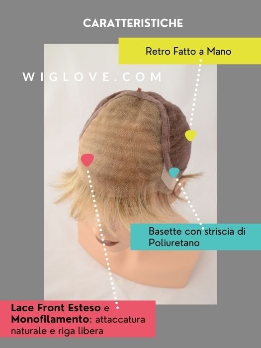 NATURE PAGE MONO LACE DELUXE - 100% fatta a mano - Wig Love - Parrucca SinteticaRL10/12