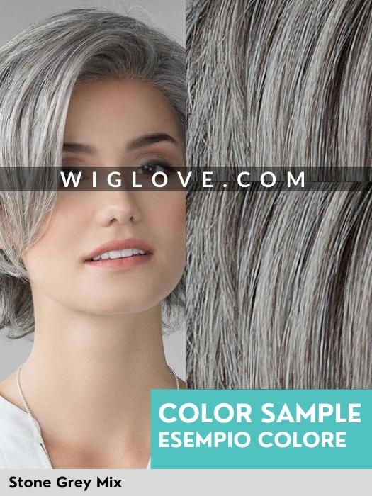 NOVEL DELUXE - 100% fatta a mano, attaccatura naturale, riga libera - Wig Love - Parrucca SinteticaStone Grey Mix