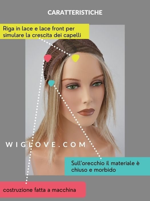 PEPPERMINT - riga sinistra, attaccatura naturale - Wig Love - Parrucca SinteticaJamoca almond fudge R