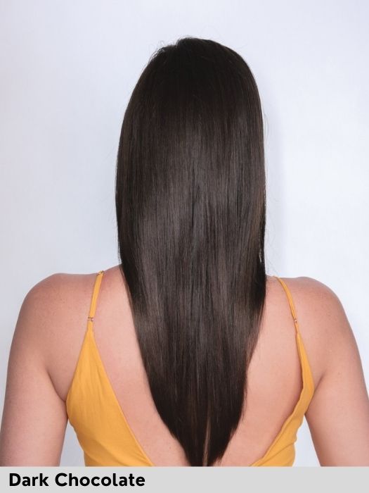 Robin di Noriko parrucca sintetica lunga liscia colore Dark Chocolate per perdita di capelli dovuta ad alopecia o tumore