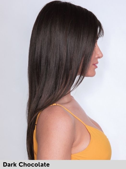 Robin di Noriko parrucca sintetica lunga liscia colore Dark Chocolate per perdita di capelli dovuta ad alopecia o tumore